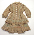 Dress, wool, silk, cotton, American
