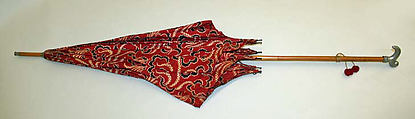 Parasol, cotton, metal, wood, probably American