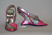 Evening shoes, House of Charles Jourdan (French, founded 1919), leather, plastic, French