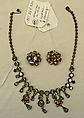 Jewelry set, metal, paste, American
