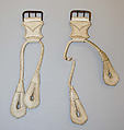 Suspenders, silk, leather, American