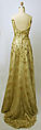 Ball gown, synthetic fiber, lamé, metal, glass, American