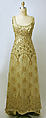 Ball gown, synthetic fiber, lamé, metal, glass, American