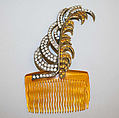 Comb, plastic, metal, glass, French