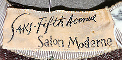 Hat, Saks Fifth Avenue (American, founded 1924), wool, silk, American