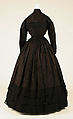 Mourning dress, cotton, silk, American