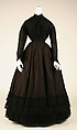 Mourning dress, cotton, silk, American