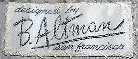 Evening ensemble, Ann E. Lipscomb (American), (a) wool
(b) cotton
(d) silk, American