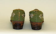 Slippers, wool, leather, wood, glass, brass, French