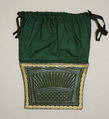 Reticule, silk, leather, American