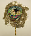 Fan, silk, glass, ivory, American