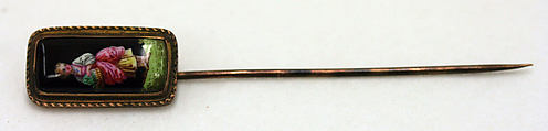 Stickpin, gold, enamel, American or European