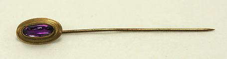Stickpin, gold, glass, probably American