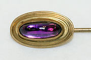 Stickpin, gold, glass, probably American