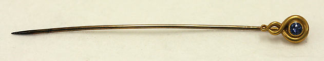 Stickpin, gold, aquamarine, American or European