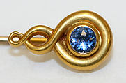 Stickpin, gold, aquamarine, American or European