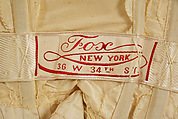 Wedding dress, Fox, silk, cotton, American