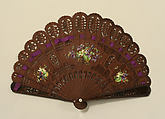 Brisé fan, wood, silk, American