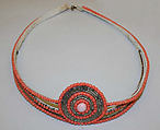 Hair accessory, silk, glass, metal, American
