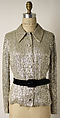 Evening blouse, Valentino (Italian, born 1932), silk, glass, plastic, leather, Italian