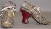 Shoes, silk, metal, leather, wood, British