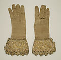 Gloves, leather, metal, silk, British