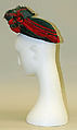 Toque, silk, feathers, American
