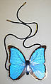 Necklace, Eduardo Costa, butterfly wings, plastic, silk, metal, Argentinean