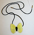 Necklace, Eduardo Costa, butterfly wings, plastic, silk, metal, Argentinian