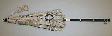 Parasol, silk, cotton, metal, semi-precious stones, pearls, ivory, French