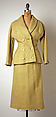 Suit, Attributed to House of Dior (French, founded 1946), wool, silk, wood (?), French