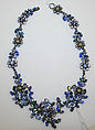 Necklace, rhinestones, metal, synthetics pearls, Austrian