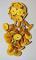 Brooch, wood, plastic, glass, American