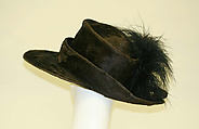 Hat, silk, feather, straw, French