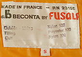 Ski jacket, Saks Fifth Avenue (American, founded 1924), nylon, polyester, French