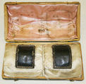 Shoe buckles, silver, metal, leather, canvas, British