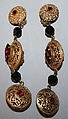 Evening ensemble, Yves Saint Laurent (French, founded 1961), (a) wool, silk; (b, c) silk; (d, e) metal, glass, French