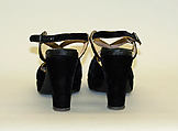 Evening sandals, Saks Fifth Avenue (American, founded 1924), leather, silk, synthetic, American