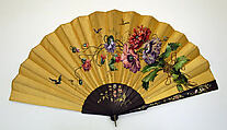 Fan, silk, wood, mother-of-pearl, paint, metal, French