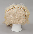 Bonnet, silk, ostrich feathers, American or European