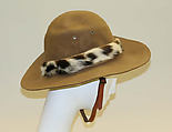Hunting ensemble, (a–e) Abercrombie and Fitch Co. (American, founded 1892), (a, b) wool
(c) cotton
(d) wool, leather, fur
(e–h) leather, American