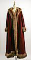Evening coat, Emeric Partos, silk, fur, American
