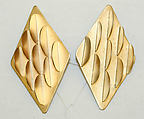 Earrings, Tess Sholom, brass, American