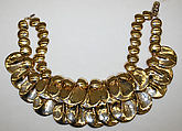 Necklace, Tess Sholom, pewter, gold, American