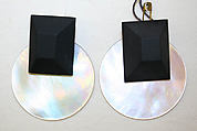 Earrings, Stephen Dweck, onyx, mother-of-pearl, American