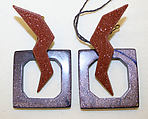 Earrings, Stephen Dweck, goldstone, blue goldstone, American