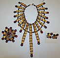 Jewelry set, William de Lillo  American, gilt metal, plastic (acrylic), glass, American