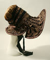 Bonnet, silk, metal wire, buckram, American