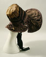 Bonnet, silk, metal wire, buckram, American