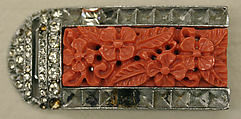 Evening ensemble, Maisons Agnès-Drecoll (French, 1931–1963), a) wool
b) silk
c) coral, silver, rhinestones, French